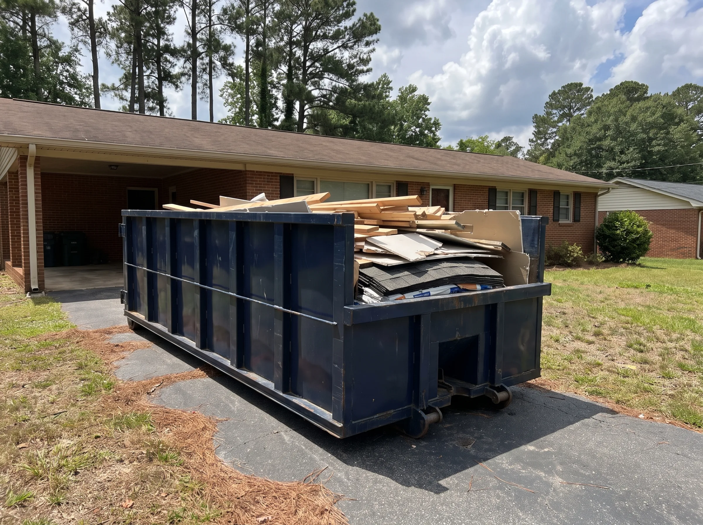 Roll-off dumpster being loaded in Coffee County, AL